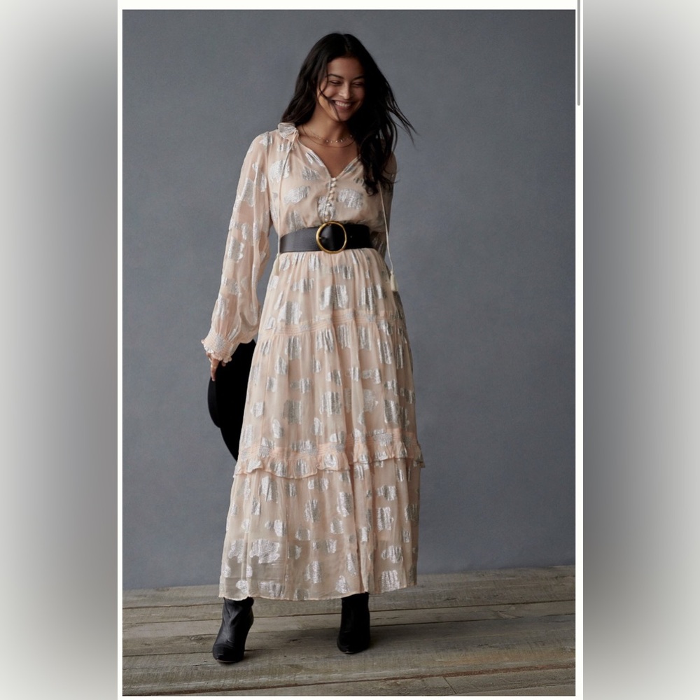 Anthropologie The Maria’s Chiffon Maxi Dress, NWT, Size Petite Medium